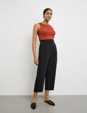 Zdjęcie produktu TAIFUN Damski Eleganckie spodnie 3/4 Straight Czarny Jednokolorowy