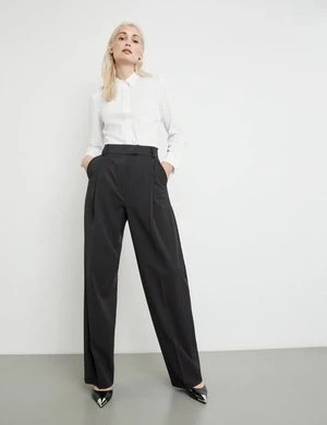 Zdjęcie produktu TAIFUN Damski Eleganckie spodnie z szerokimi nogawkami Czarny Jednokolorowy