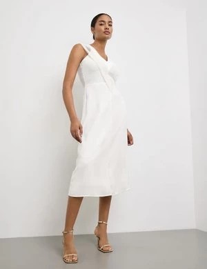 Zdjęcie produktu TAIFUN Damski Letnia sukienka z szydełkową koronką Bez rękawów w serek Biały Jednokolorowy