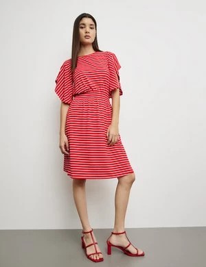 Zdjęcie produktu TAIFUN Damski Prążkowana sukienka t-shirtowa z szerokimi rękawami Półrękawek Okrągły Czerwony W paski