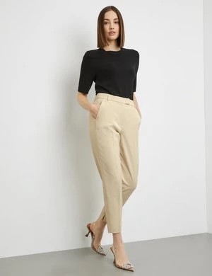 Zdjęcie produktu TAIFUN Damski Spodnie o dł. 7/8 z kantami Slim Fit Beżowy Jednokolorowy