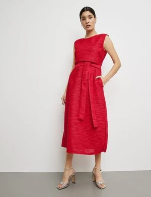 Zdjęcie produktu TAIFUN Damski Sukienka bez rękawów z fakturalnego dżerseju Bez rękawów Okrągły Czerwony Jednokolorowy