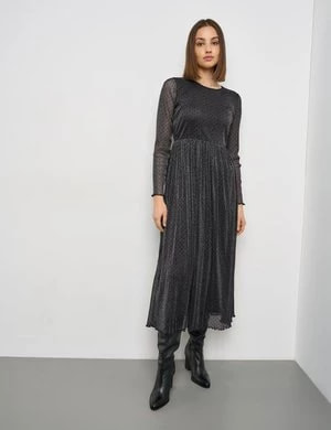 Zdjęcie produktu TAIFUN Damski Sukienka midi z połyskiem i kropkami długie Okrągły Szary Jednokolorowy