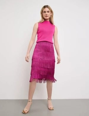 Zdjęcie produktu TAIFUN Damski Wąska spódnica z frędzlami 68cm Różowy Jednokolorowy
