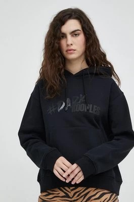 Zdjęcie produktu The Kooples bluza damska kolor czarny z kapturem z nadrukiem