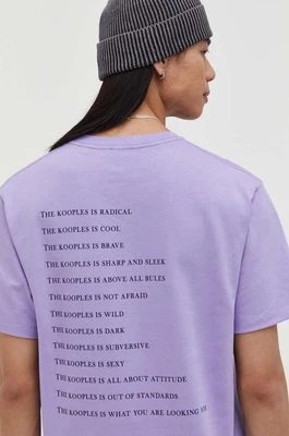 Zdjęcie produktu The Kooples t-shirt bawełniany męski kolor fioletowy z nadrukiem HTSC28015K