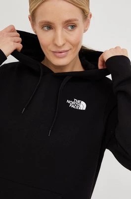 Zdjęcie produktu The North Face bluza bawełniana damska kolor czarny z kapturem z nadrukiem NF0A7X2TJK31
