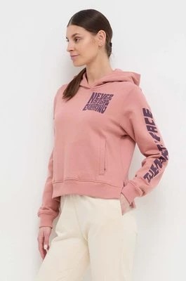 Zdjęcie produktu The North Face bluza bawełniana damska kolor różowy z kapturem z nadrukiem NF0A87EPNXQ1