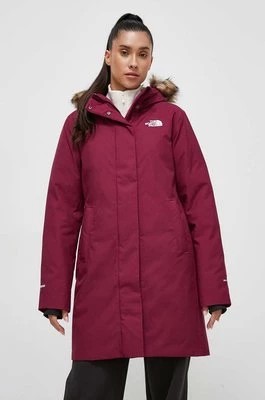 Zdjęcie produktu The North Face kurtka puchowa damska kolor bordowy zimowa
