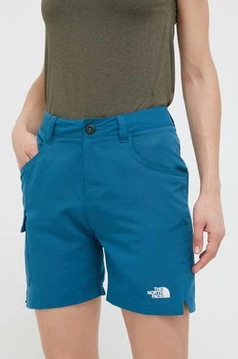 Zdjęcie produktu The North Face szorty outdoorowe Horizon kolor turkusowy gładkie high waist