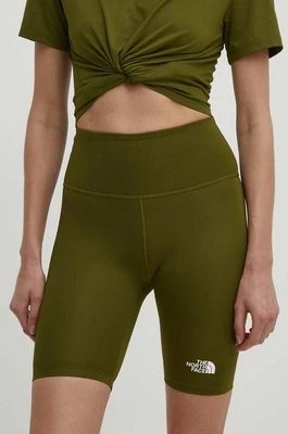 Zdjęcie produktu The North Face szorty sportowe damskie kolor zielony gładkie high waist NF0A87JUPIB1