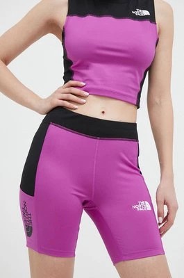 Zdjęcie produktu The North Face szorty treningowe kolor fioletowy wzorzyste medium waist
