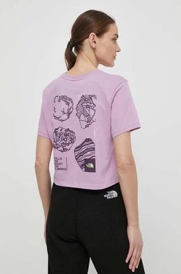 Zdjęcie produktu The North Face t-shirt bawełniany damski kolor fioletowy NF0A880NPO21