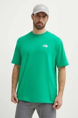 Zdjęcie produktu The North Face t-shirt bawełniany Essential męski kolor zielony z aplikacją NF0A87NRPO81