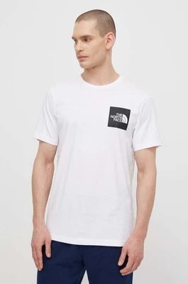 Zdjęcie produktu The North Face t-shirt bawełniany M S/S Fine Tee męski kolor biały z nadrukiem NF0A87NDFN41