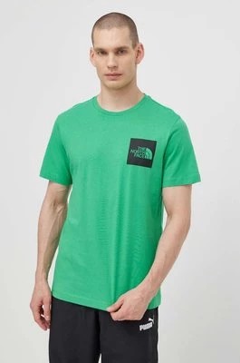 Zdjęcie produktu The North Face t-shirt bawełniany M S/S Fine Tee męski kolor zielony z nadrukiem NF0A87NDPO81