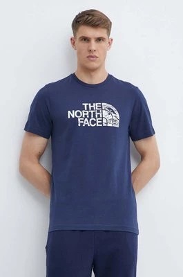 Zdjęcie produktu The North Face t-shirt bawełniany męski kolor granatowy z nadrukiem NF0A87NX8K21