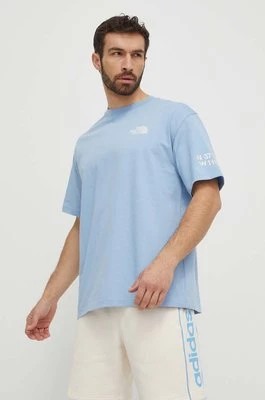 Zdjęcie produktu The North Face t-shirt bawełniany męski kolor niebieski z nadrukiem NF0A87F6QEO1