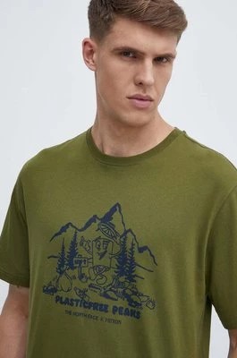 Zdjęcie produktu The North Face t-shirt bawełniany męski kolor zielony z nadrukiem NF0A87DXPIB1