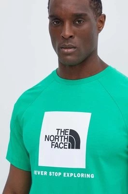 Zdjęcie produktu The North Face t-shirt bawełniany męski kolor zielony z nadrukiem NF0A87NJPO81