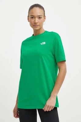 Zdjęcie produktu The North Face t-shirt bawełniany W S/S Essential Oversize Tee damski kolor zielony NF0A87NQPO81