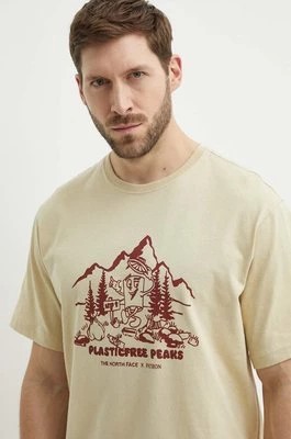 Zdjęcie produktu The North Face t-shirt męski kolor beżowy z nadrukiem NF0A87DX3X41