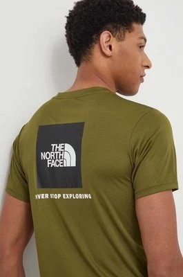 Zdjęcie produktu The North Face t-shirt sportowy Reaxion Red Box kolor zielony z nadrukiem NF0A4CDWPIB1