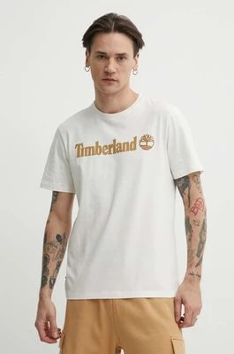 Zdjęcie produktu Timberland t-shirt bawełniany męski kolor beżowy z nadrukiem TB0A5UPQCM91