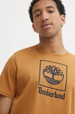 Zdjęcie produktu Timberland t-shirt bawełniany męski kolor brązowy z nadrukiem TB0A5QSPP471