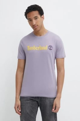 Zdjęcie produktu Timberland t-shirt bawełniany męski kolor fioletowy z nadrukiem TB0A5UPQEG71