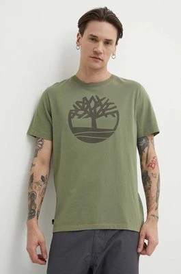 Zdjęcie produktu Timberland t-shirt bawełniany męski kolor zielony z nadrukiem TB0A2C2RAP61