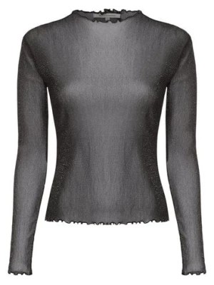 Zdjęcie produktu Tom Tailor Denim Damska koszulka z długim rękawem Kobiety Sztuczne włókno czarny|srebrny jednolity,