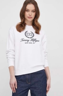 Zdjęcie produktu Tommy Hilfiger bluza bawełniana damska kolor biały z aplikacją WW0WW41758