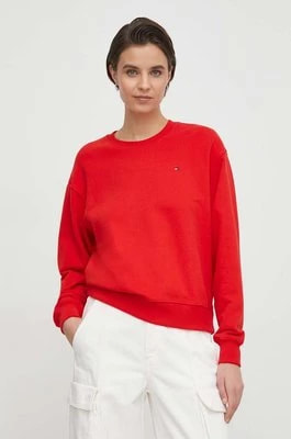 Zdjęcie produktu Tommy Hilfiger bluza bawełniana damska kolor czerwony gładka WW0WW41246