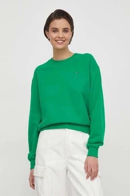 Zdjęcie produktu Tommy Hilfiger bluza bawełniana damska kolor zielony gładka WW0WW41246