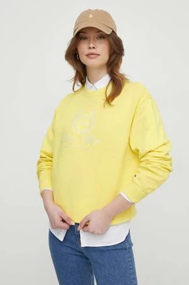 Zdjęcie produktu Tommy Hilfiger bluza bawełniana damska kolor żółty z aplikacją WW0WW41758