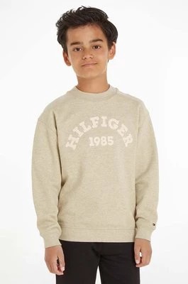 Zdjęcie produktu Tommy Hilfiger bluza bawełniana dziecięca kolor beżowy z nadrukiem
