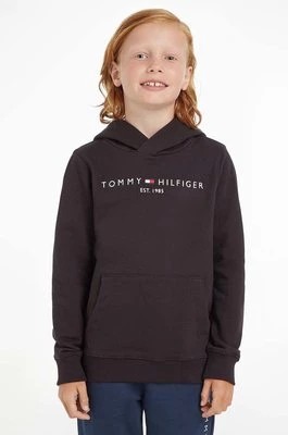 Zdjęcie produktu Tommy Hilfiger bluza bawełniana dziecięca kolor czarny z kapturem z aplikacją KS0KS00213