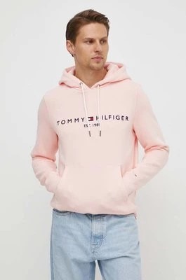 Zdjęcie produktu Tommy Hilfiger bluza męska kolor różowy z kapturem z aplikacją MW0MW11599