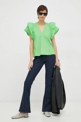 Zdjęcie produktu Tommy Hilfiger bluzka bawełniana damska kolor zielony gładka