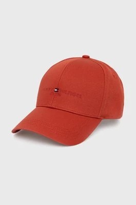 Zdjęcie produktu Tommy Hilfiger czapka bawełniana kolor czerwony gładka