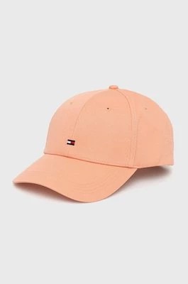 Zdjęcie produktu Tommy Hilfiger czapka bawełniana kolor pomarańczowy gładka