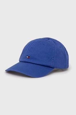 Zdjęcie produktu Tommy Hilfiger czapka z daszkiem bawełniana kolor niebieski gładka