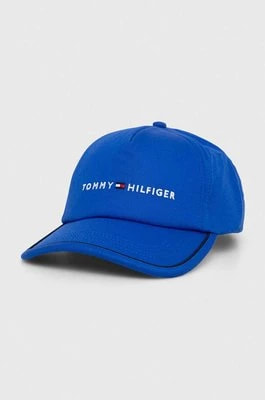 Zdjęcie produktu Tommy Hilfiger czapka z daszkiem bawełniana kolor niebieski z aplikacją AM0AM12039