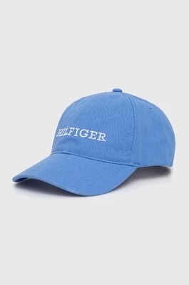 Zdjęcie produktu Tommy Hilfiger czapka z daszkiem bawełniana kolor niebieski z aplikacją AM0AM12154