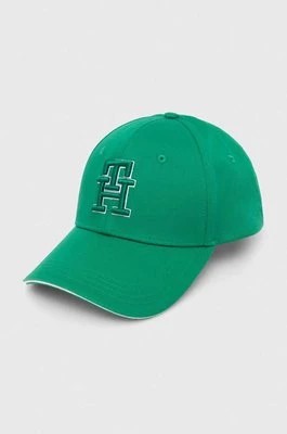 Zdjęcie produktu Tommy Hilfiger czapka z daszkiem bawełniana kolor zielony z aplikacją AW0AW16177