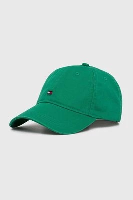 Zdjęcie produktu Tommy Hilfiger czapka z daszkiem bawełniana kolor zielony z aplikacją AW0AW16050