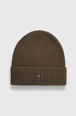 Zdjęcie produktu Tommy Hilfiger czapka z domieszką kaszmiru kolor brązowy z cienkiej dzianiny