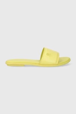 Zdjęcie produktu Tommy Hilfiger klapki skórzane POP COLOR MULE SANDAL damskie kolor żółty FW0FW07936