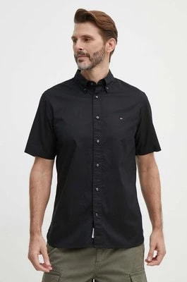 Zdjęcie produktu Tommy Hilfiger koszula bawełniana męska kolor czarny regular z kołnierzykiem button-down MW0MW33809